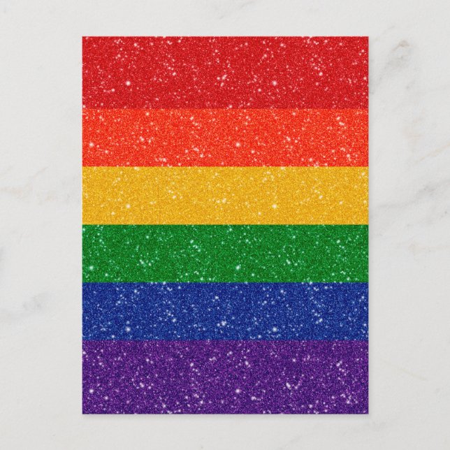 Postal Falsa Purpurina LGBTQ Orgullo Bandera Arcoiris (Anverso)