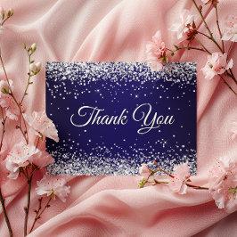 Postal Falso brillo plateado purpurina azul marino Gracia