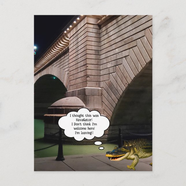 Postal (Falso) El lagarto nadando cerca del puente de Lon (Anverso)