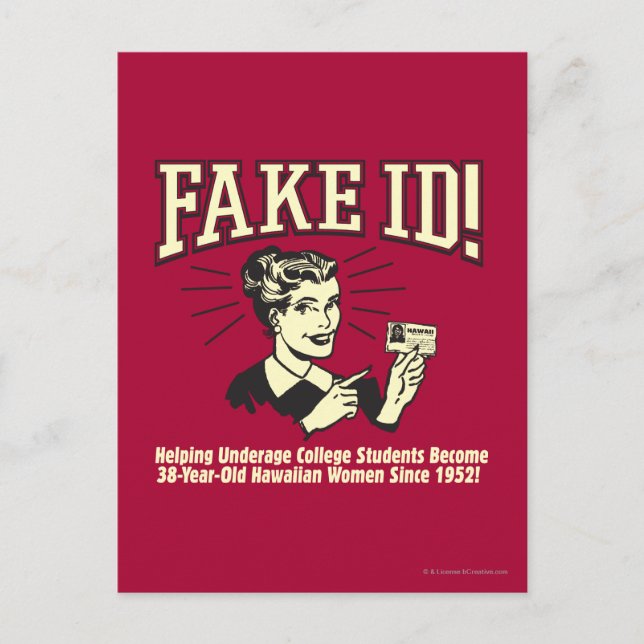 Postal Falso ID: Underage College Hawaiian (Anverso)