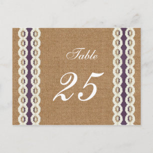 Postal FalUX burlap y lace morada country