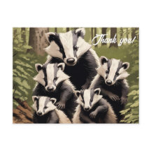 Familia Badger en el entorno de los bosques Gracia