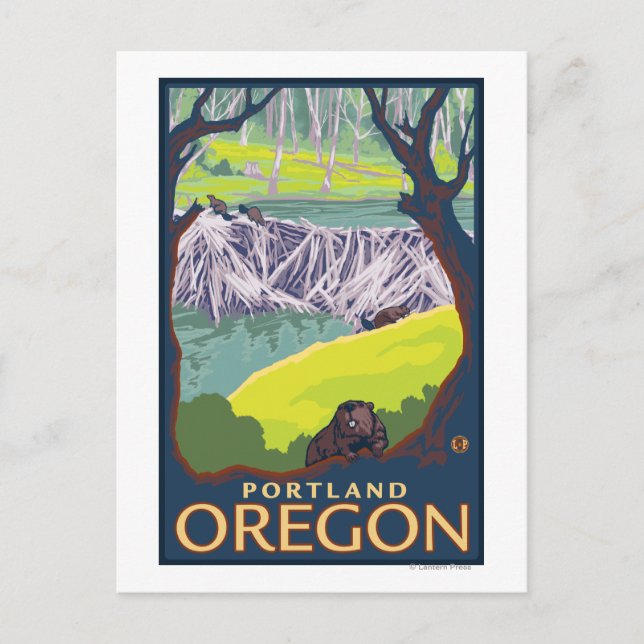 Postal Familia Beaver - Portland, Oregón (Anverso)