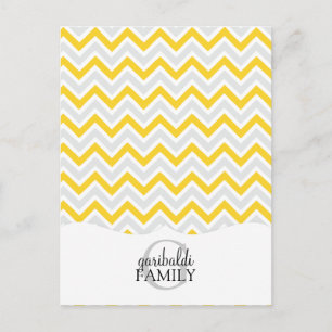 Postal Familia Chevron Amarilla y Moderna Personalizada