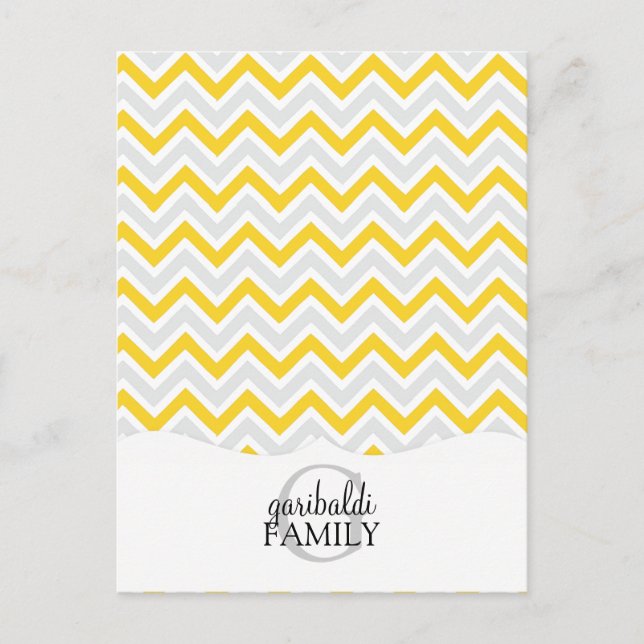 Postal Familia Chevron Amarilla y Moderna Personalizada (Anverso)
