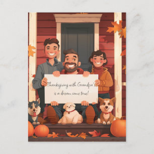 Postal Familia con un adolescente y Mascotas