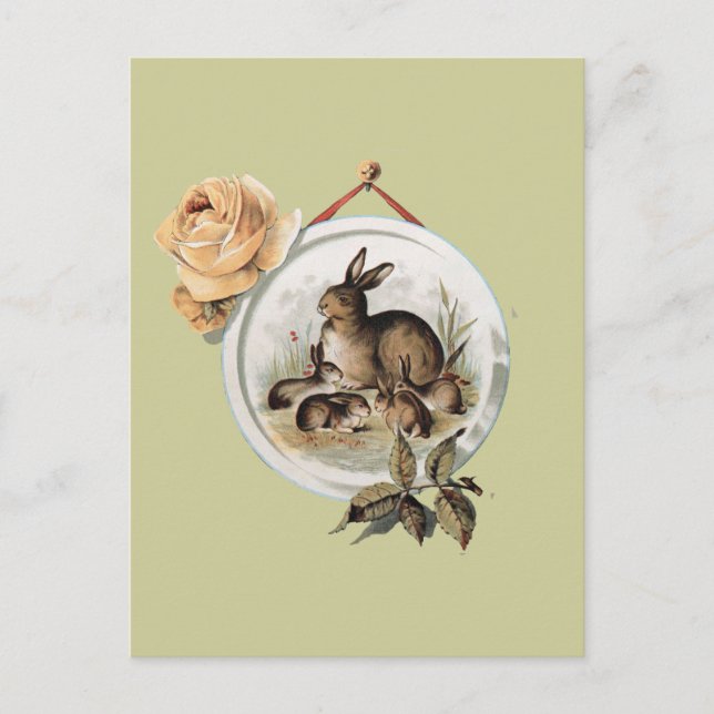 Postal Familia Conejo Vintage (Anverso)