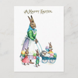 Postal Familia Conejo Vintage Easter