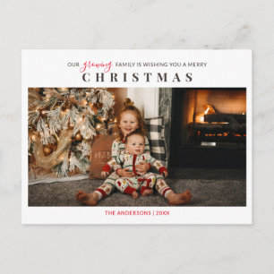Postal Familia Creciente Niños Foto Feliz Navidad