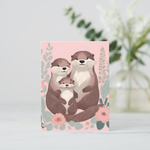 Postal Familia Cute Otter