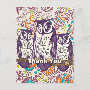 Postal Familia de búhos linda te agradece mucho