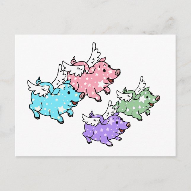 Postal Familia de cerdos voladores (Anverso)