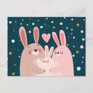 Postal Familia de conejito lindo