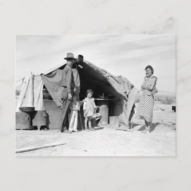 Postal Familia de cuatro personas que regresarán a Oklaho (Anverso)