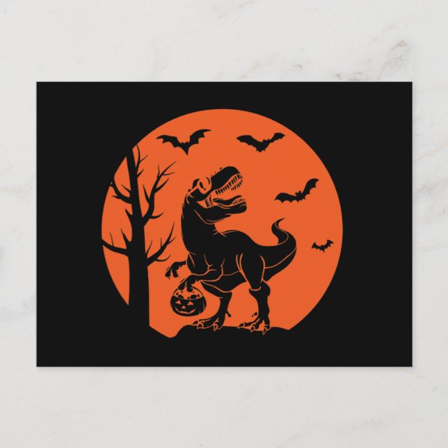 Postal Familia de Dinosaurios Halloween (Anverso)