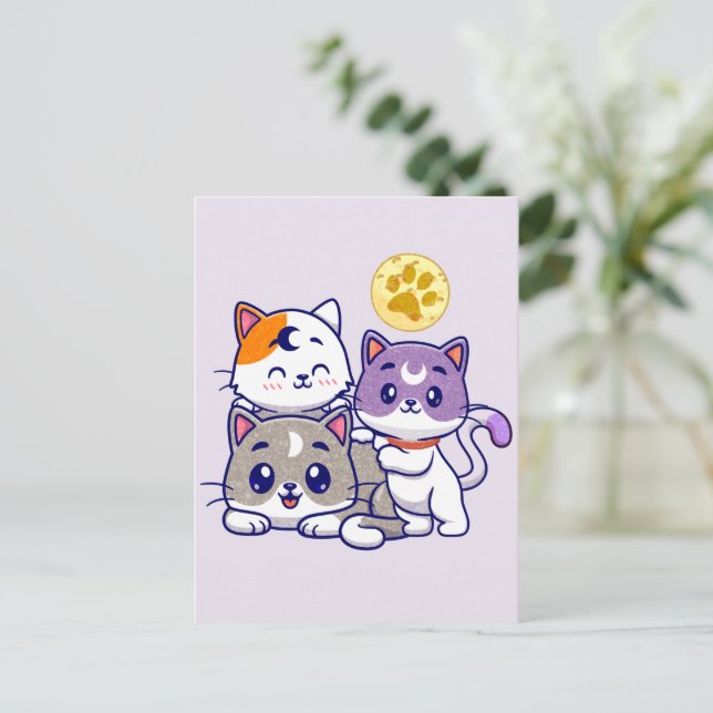Postal Familia de felinos (Anverso de pie)