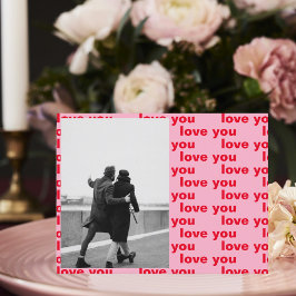 Postal Familia de fotos rojas y rosas | Feliz Día de San