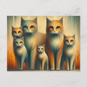 Postal Familia de gatos
