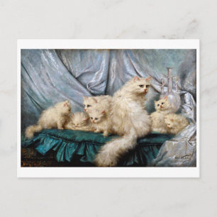 Postal Familia de gatos blancos, Carl Kahler