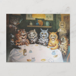 Postal Familia de Gatos Felices Vintage