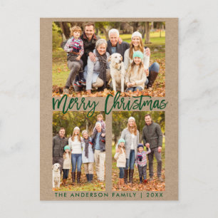 Postal Familia de guiones de pincel de Kraft 3 Foto Feliz