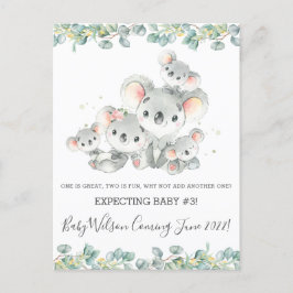 Postal Familia de Koala de cinco nacimientos anunciados