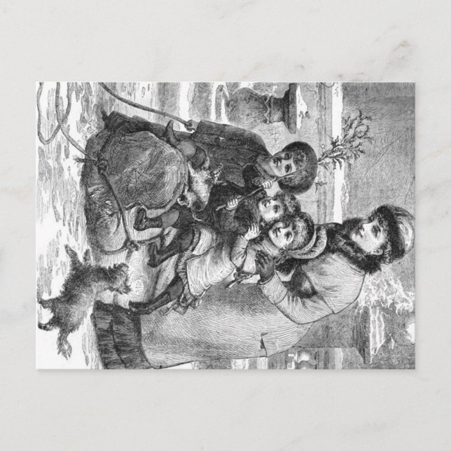 Postal - familia de la escena del invierno (Anverso)