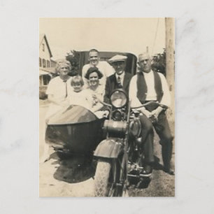 Postal familia de motocicletas y sidecar