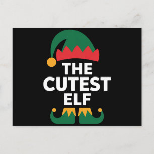 Postal Familia de Navidad con elfos coincidentes más lind