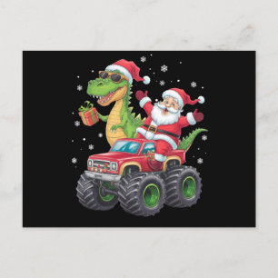 Postal Familia de Navidad Santa Camión Dinosaurio Combina