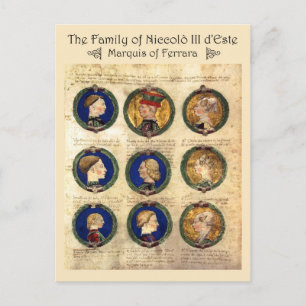 Postal Familia de Niccolò III d'Este