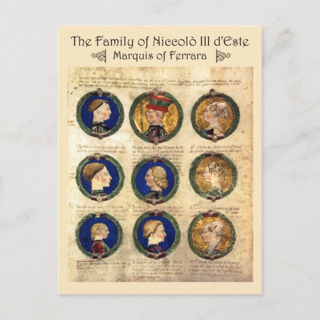 Postal Familia de Niccolò III d'Este (Anverso)