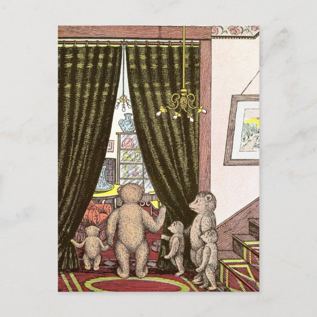 Postal Familia de osos de peluche a los pies de las escal (Anverso)