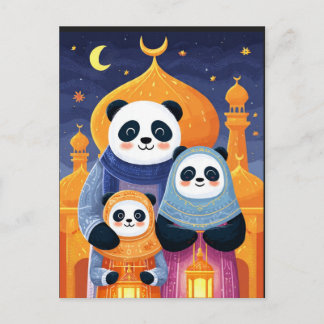 Postal Familia de pandas celebrando Eid Milad Un nabi