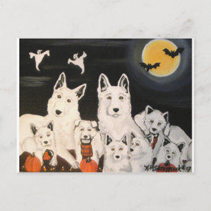 Postal Familia de perros de Halloween