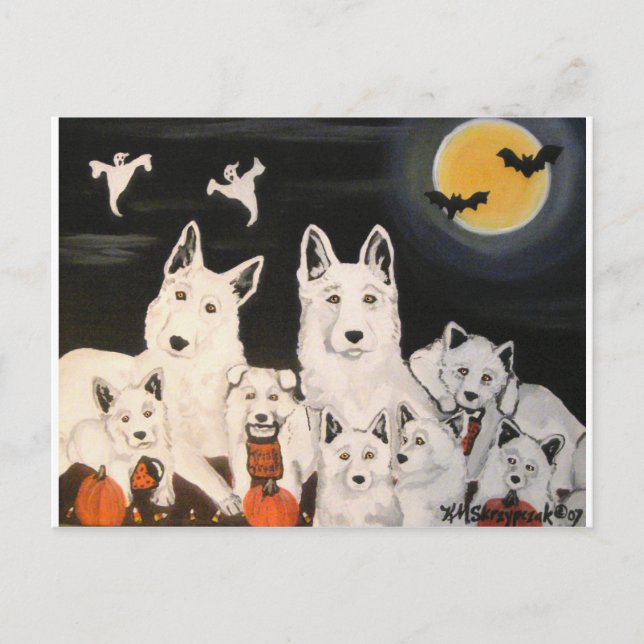 Postal Familia de perros de Halloween (Anverso)