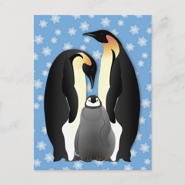 Postal familia de pingüinos (Anverso)