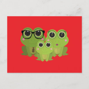 Postal Familia de Rana Adorable – Mamá Papá Bebé Ranas