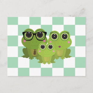 Postal Familia de Rana Adorable – Mamá Papá Bebé Ranas