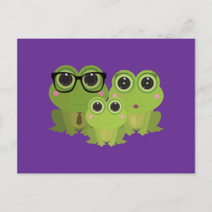 Postal Familia de Rana Adorable – Mamá Papá Bebé Ranas