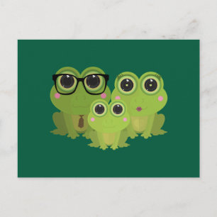 Postal Familia de Rana Adorable – Mamá Papá Bebé Ranas