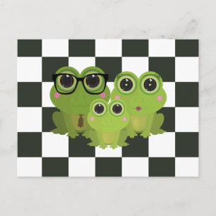 Postal Familia de ranas adorable – Mamá Papá Bebé Ranas