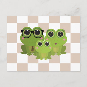 Postal Familia de ranas adorable – Mamá Papá Bebé Ranas