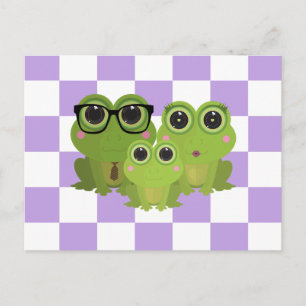 Postal Familia de ranas lindas: mamá, papá y bebé