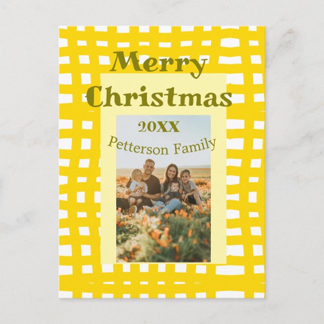 Postal Familia de vacaciones de Navidades retro de yeso b (Anverso)