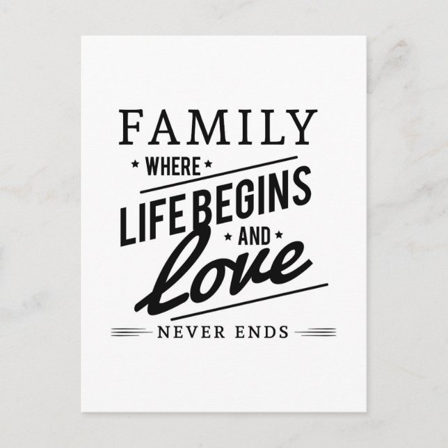 Postal Familia: Donde La Vida Comienza Y El Amor Nunca Te (Anverso)