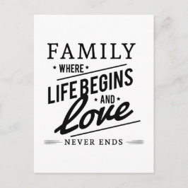 Postal Familia Donde La Vida Comienza Y El Amor Nunca Ter