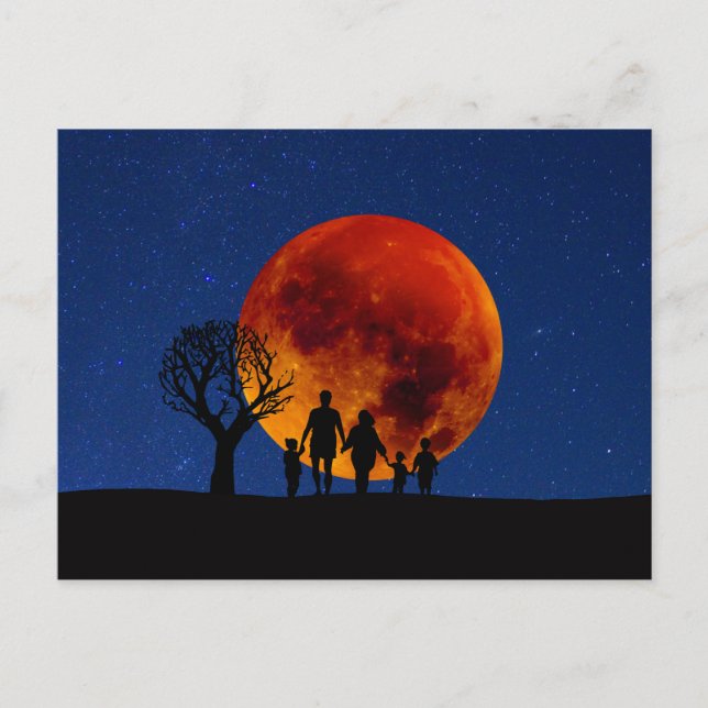 Postal Familia Eclipse Lunar de Luna de Sangre (Anverso)