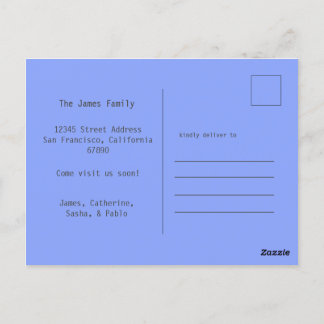 Postal Familia Feliz Azul Azul Azul Nuevo Hogar Trasladad