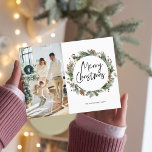 Postal Familia fotográfica | Merry Christmas Pine Wreath<br><div class="desc">Familia fotográfica | Merry Christmas Pine Wreath</div>
